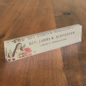 St.テレーズ小さい花のピンクのバラ デスクネームプレート (側面)