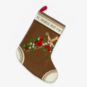 St.テレーズ小さい花の赤いバラの十字架像 スモールクリスマスストッキング (正面 (吊り時))