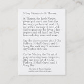 St.テレーズ小さい花のNovena神聖なカード 名刺 (裏面)