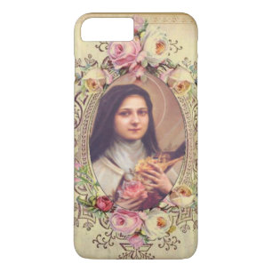 St.テレーズ小さい花w/pinkの白いバラ iPhone 8 Plus/7 Plusケース