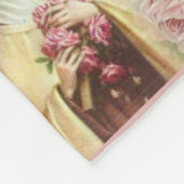 St.テレーズ小さい花w/red及びピンクのバラ フリースブランケット (角)