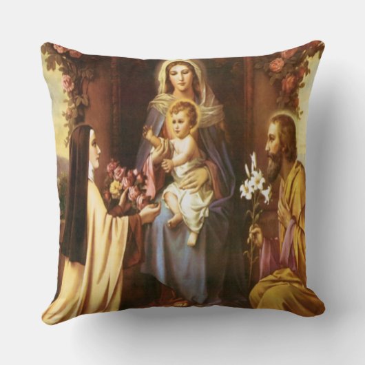 St.テレーズ、聖母マリア、セントジョーゼフのベビーイエス・キリスト、 クッション (裏面)