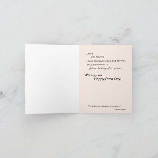 St.ドクレアが付いているSt Francisの賛美された宴会日 カード (内部)