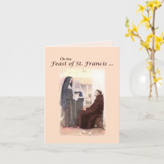 St.ドクレアが付いているSt Francisの賛美された宴会日 カード (黄色い花)