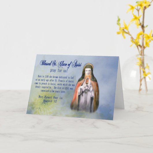 St.ドクレアの宴会日の挨拶状か聖名祝日 カード (黄色い花)