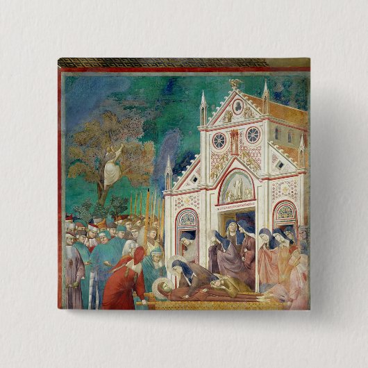 St.ドクレアはSt Francisの体を包含します 缶バッジ (正面)