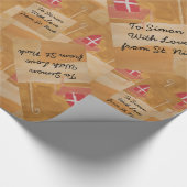 St.ニックの水彩画のSinterklaasセントニコラスの留め釘 ラッピングペーパー (角)