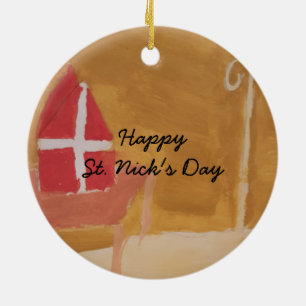 St.ニック日のオランダのSinterklaasの水彩画の留め釘 セラミックオーナメント