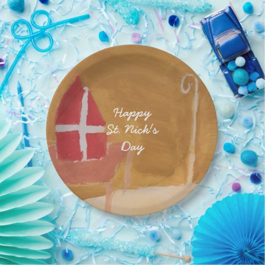 St.ニック日のSinterklaasのおもしろいな水彩画の留め釘 ペーパープレート (パーティー)