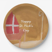 St.ニック日のSinterklaasのおもしろいな水彩画の留め釘 ペーパープレート (正面)