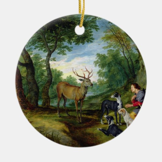 St.ヒューバート、c.1620 (パネルの油)の視野 セラミックオーナメント (正面)
