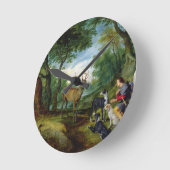 St.ヒューバート、c.1620 (パネルの油)の視野 ラウンド壁時計 (傾斜)