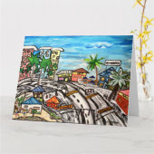 St.ピートのビーチの中心街湾通り カード (黄色い花)