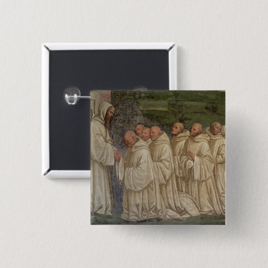 St.ベネディクトの生命からのベネディクト会の修道士、( 缶バッジ (正面&裏面)