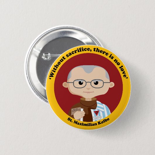 St.マクシミリアンKolbe 缶バッジ (正面&裏面)