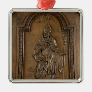 St.メダルトの司教を描写するレリーフ、浮き彫り メタルオーナメント