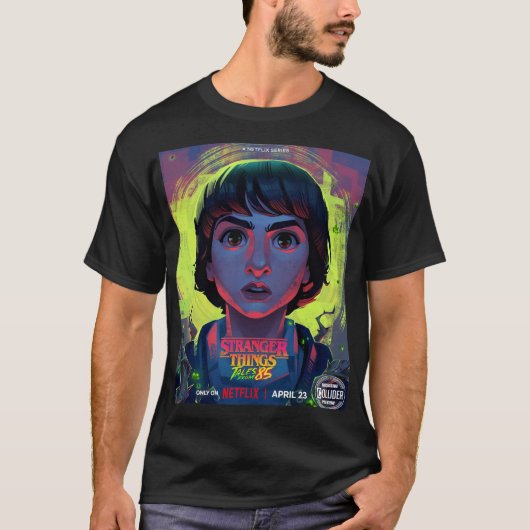 ST 85年の物語 (マイク) - ユニセックスTシャツ (黒) Tシャツ (正面)