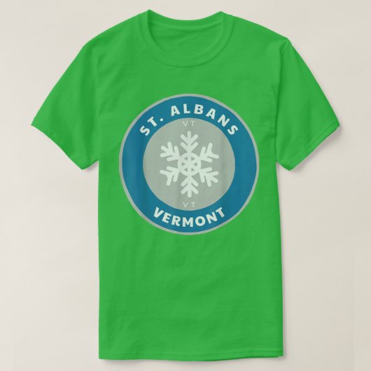 St Albans Vermont VT Winter Snow Snowflake Badge S Tシャツ (デザイン正面)