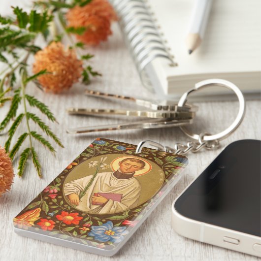St. Aloysius Gonzaga (PM 01)画独身の像 キーホルダー (正面右)