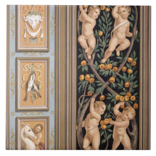 St. Ambroglioの教会からのキューピッドのフレスコ画、 タイル (正面)