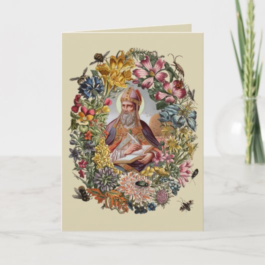 St. Ambrose of Milan with Flowers, Bees, and Hive カード (正面)