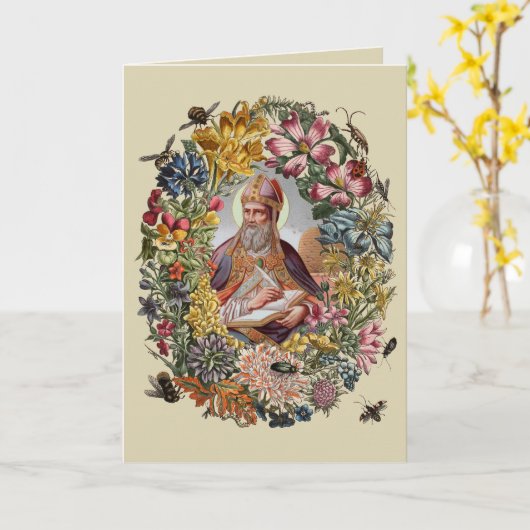 St. Ambrose of Milan with Flowers, Bees, and Hive カード (黄色い花)