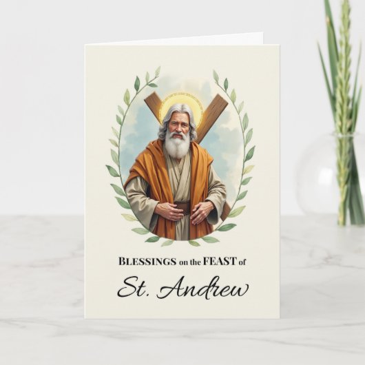 St. Andrew Feast Day Blessings Leafy Wreath カード (正面)