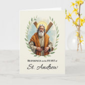 St. Andrew Feast Day Blessings Leafy Wreath カード (黄色い花)