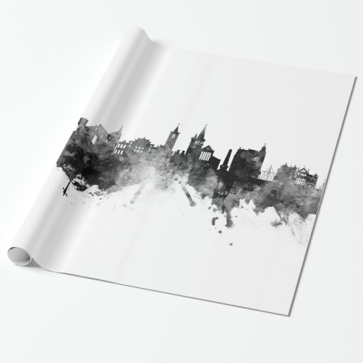 St Andrews Scotland Skyline Black White ラッピングペーパー (アンロールド)