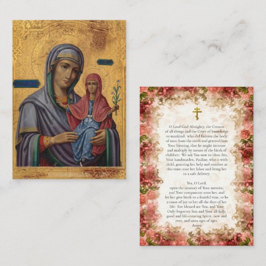 St. Anna and the Theotokos Pregnancy Prayer Card プレイスカード (正面/裏面)
