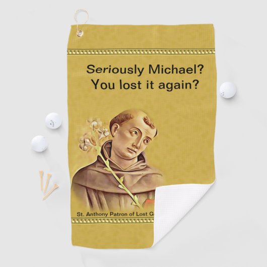 St Anthonyの守護聖人のユーモアのあるな無くなったゴルフ・ボール ゴルフタオル (インサイチュ)