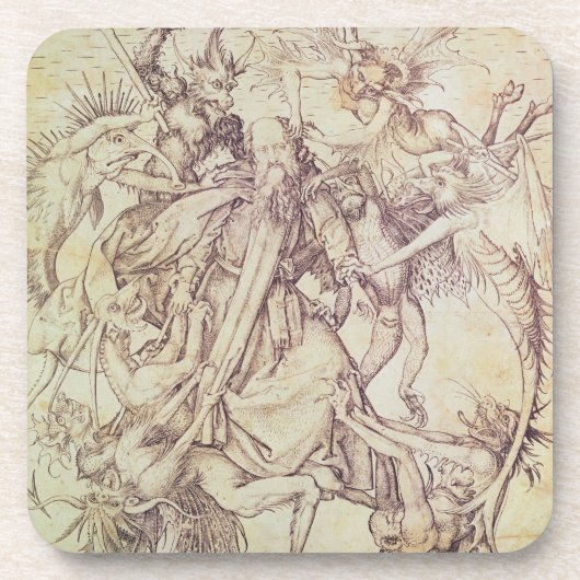 St Anthony (版木、銅版、版画)の誘惑 コースター (正面)