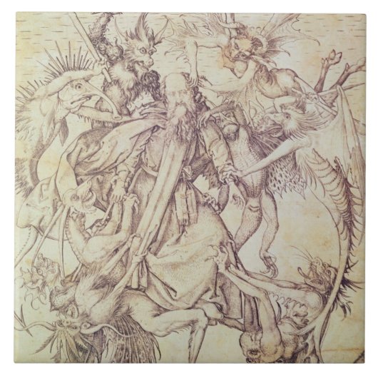 St Anthony (版木、銅版、版画)の誘惑 タイル (正面)