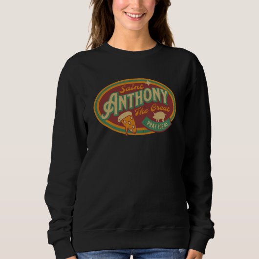 St Anthony Great Abbot Patron Saint Farmers Retro  スウェットシャツ (正面)