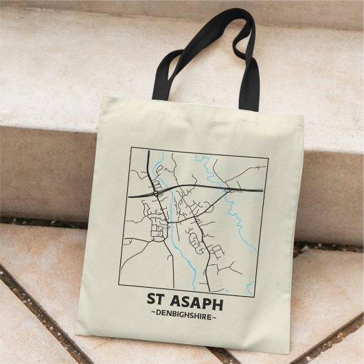 St Asaph, Denbighshire City Map Tote Bag トートバッグ