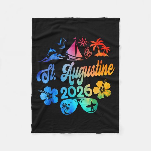 St. Augustine Florida 2026 Vacation Tie Dye Summer フリースブランケット (正面)