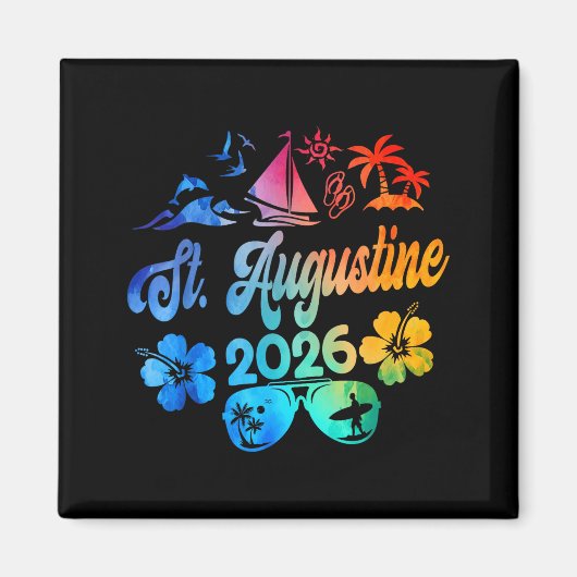 St. Augustine Florida 2026 Vacation Tie Dye Summer マグネット (正面)