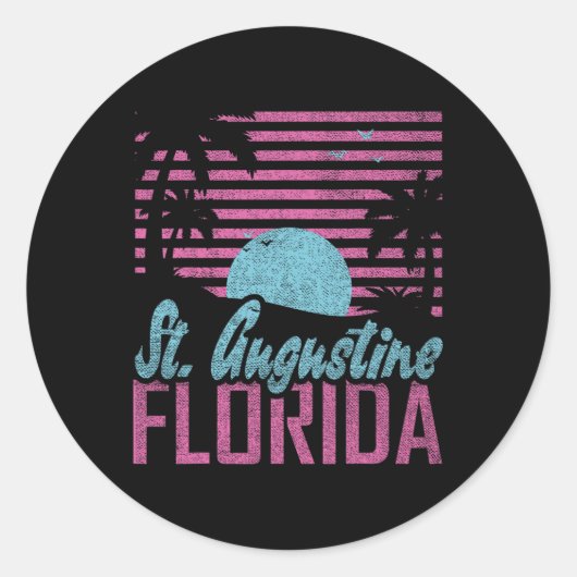 St. Augustine Florida Fl Citrus State Miami Vibes ラウンドシール (正面)