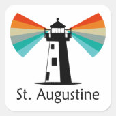 St. Augustine Florida Lighthouse Rainbow スクエアシール (正面)
