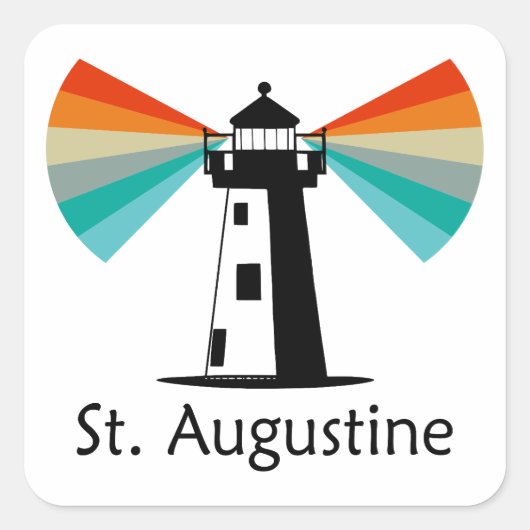 St. Augustine Florida Lighthouse Rainbow スクエアシール (正面)