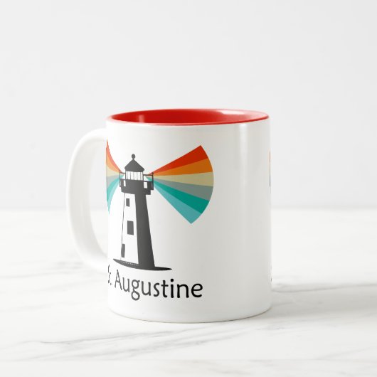 St. Augustine Florida Lighthouse Rainbow ツートーンマグカップ (正面左)