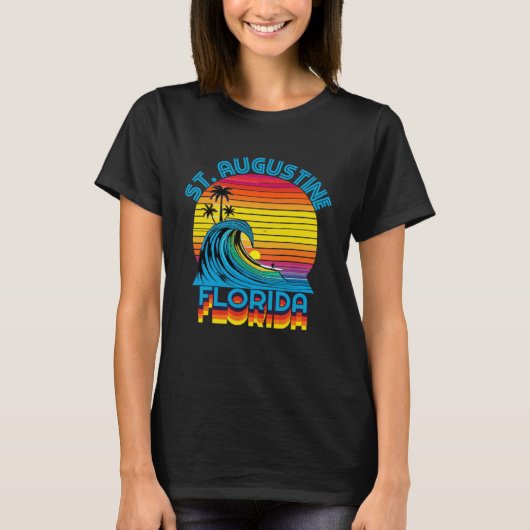 St Augustine Florida Retro Throwback Surf & Beach  Tシャツ (正面)