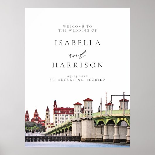 ST AUGUSTINE Florida Skyline結婚の歓迎 ポスター (正面)