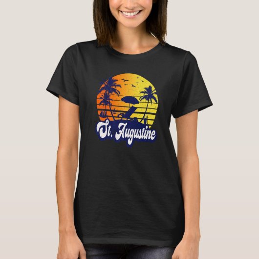 St. Augustine Florida Sunset Beach Retro Premium Tシャツ (正面)