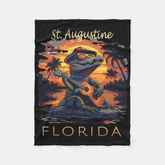 St. Augustine Florida Vacation Cute Alligator  フリースブランケット (正面)