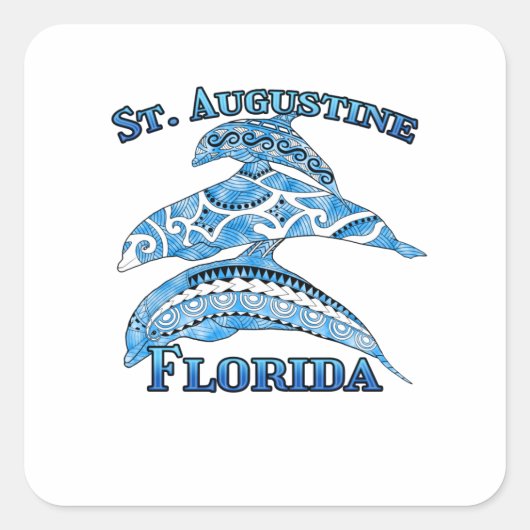 St. Augustine Florida Vacation Tribal Dolphins スクエアシール (正面)