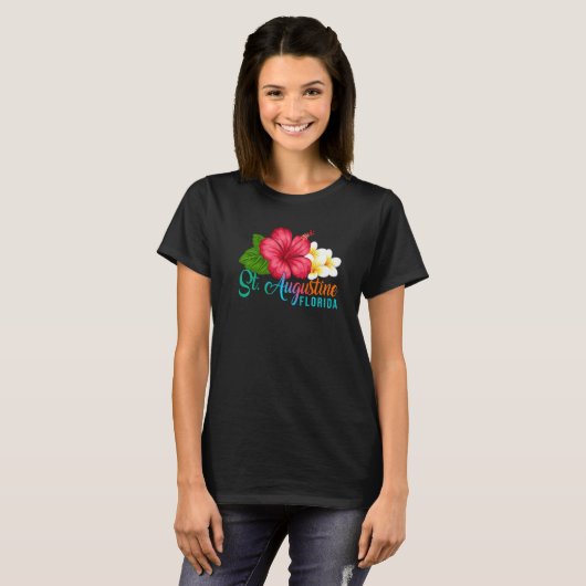 St Augustine Vacation Florida Tropical Hibiscus Fl Tシャツ (正面フル)