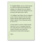 St. Bakhita Prayer Card テーブルナンバー (裏面)