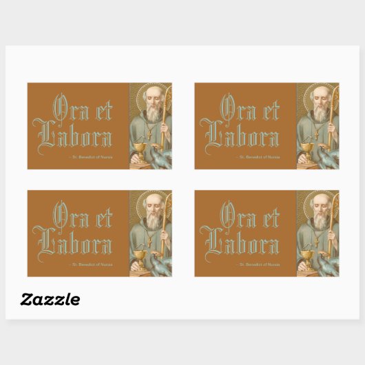 St. Benedict of Nursia （JM 07；ラテン・モットー） 長方形シール (シート)