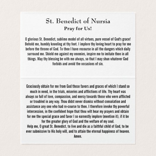  St. Benedict of Nursia Prayer Card (内部フラット)